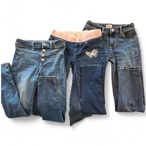 SO Blue Denim Jeans Collection with Unique Accents Set Of 3 Girls Size 12
